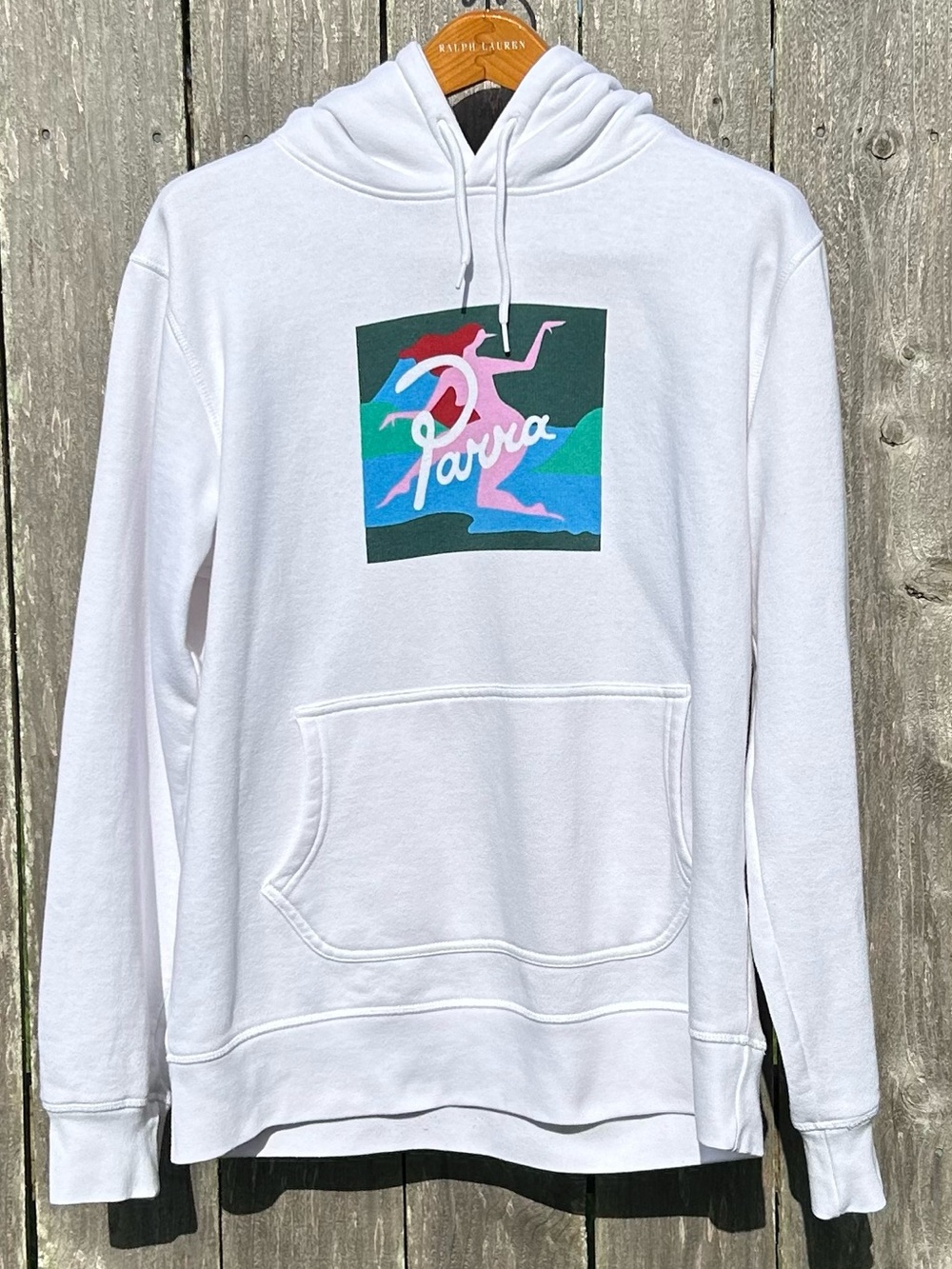PARRA Mens L White Lagoon Woman Graphic Long Sleeve Cotton Blend Hoodie Sweater.